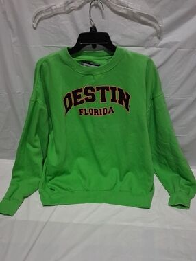 ✨ Vintage Style Destin Florida Oversized Crewneck Sweatshirt Lime Green XL✨